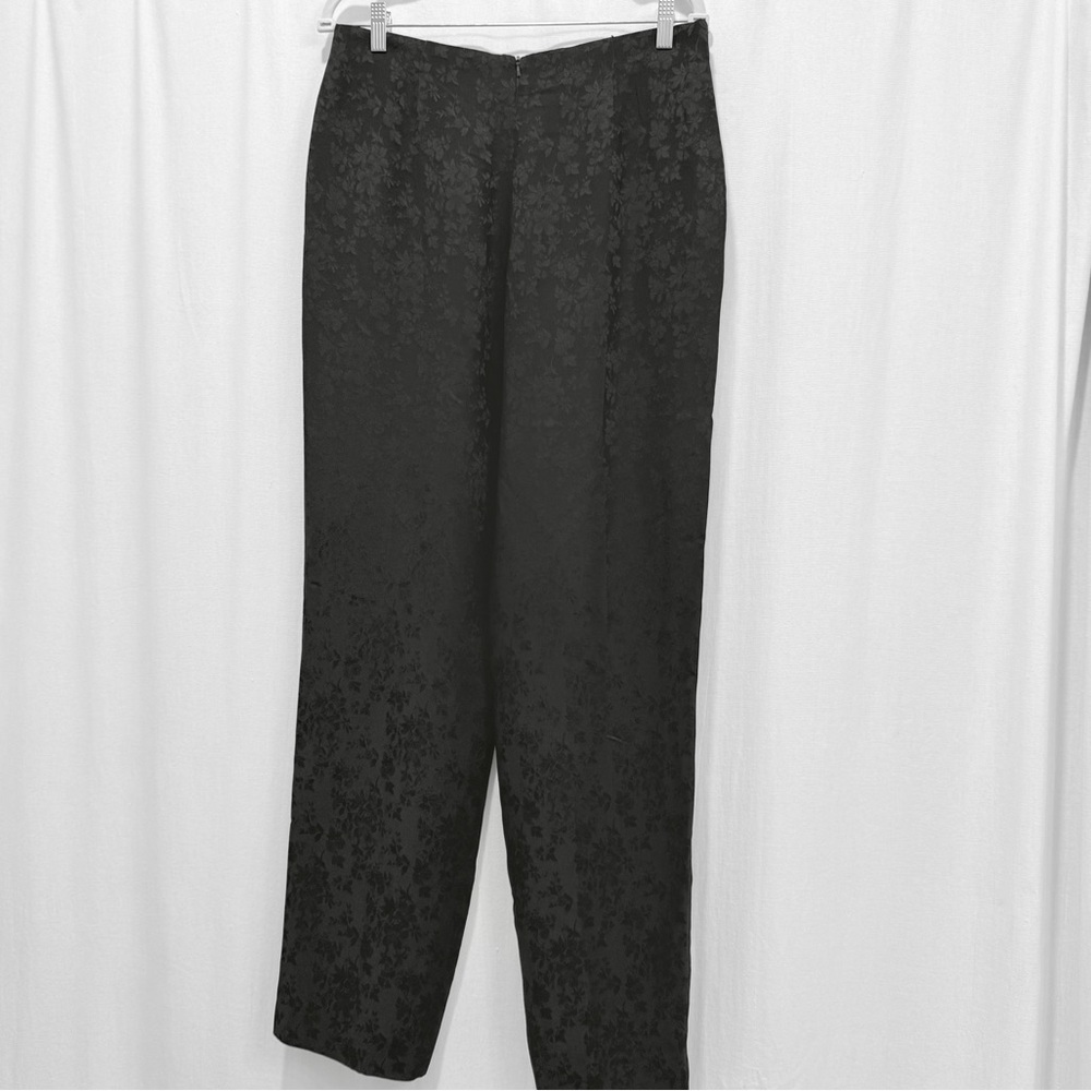 Dana Buchman. Black Floral Silk Pants, size 14